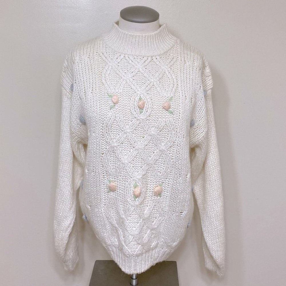 Vintage Jason Maxwell Hand Knit Sweater L Cottagecore Grannycore Academia